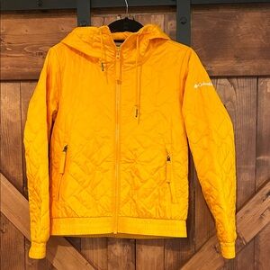 Columbia Women's Sweet View Insulated Bomber Jacket in Bright Marigold